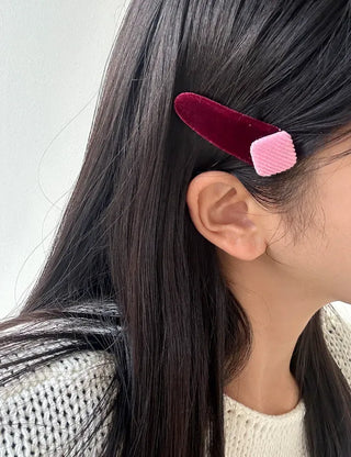 Side Hair Clip Square Corduroy Velvet Snap Mini