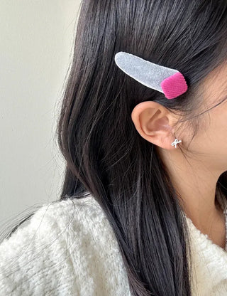 Side Hair Clip Square Corduroy Velvet Snap Mini