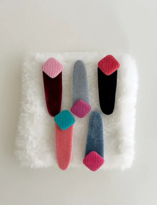 Side Hair Clip Square Corduroy Velvet Snap Mini