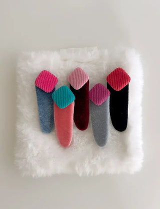 Side Hair Clip Square Corduroy Velvet Snap Mini