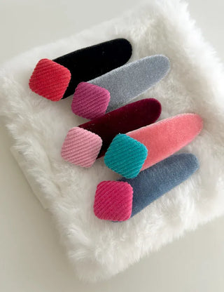 Side Hair Clip Square Corduroy Velvet Snap Mini