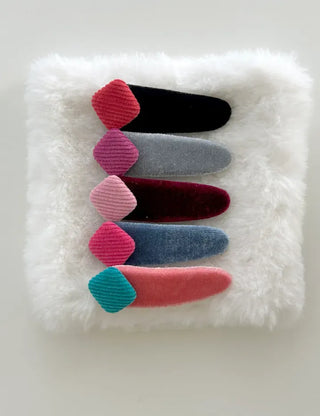 Side Hair Clip Square Corduroy Velvet Snap Mini