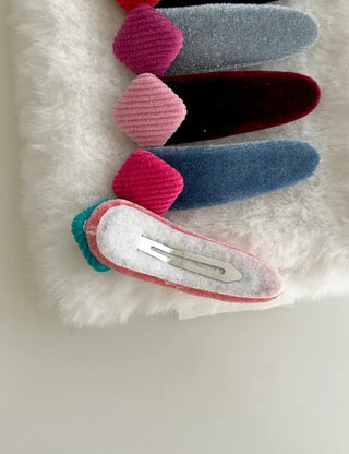 Side Hair Clip Square Corduroy Velvet Snap Mini