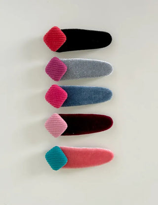 Side Hair Clip Square Corduroy Velvet Snap Mini