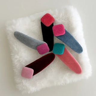 Side Hair Clip Square Corduroy Velvet Snap Mini