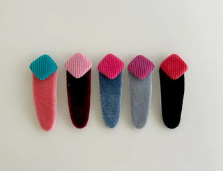 Side Hair Clip Square Corduroy Velvet Snap Mini