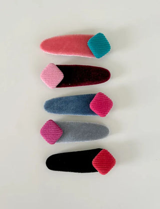 Side Hair Clip Square Corduroy Velvet Snap Mini