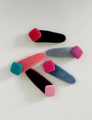 Side Hair Clip Square Corduroy Velvet Snap Mini