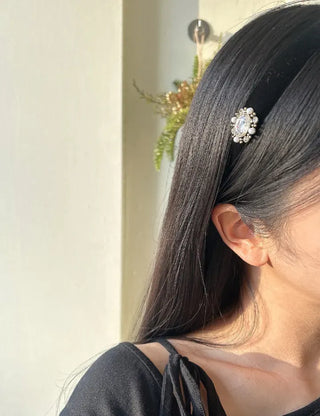 Piece Pendant Cubic Pearl Velvet Slim Headband