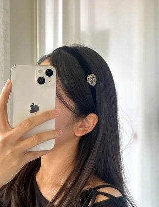Piece Pendant Cubic Pearl Velvet Slim Headband