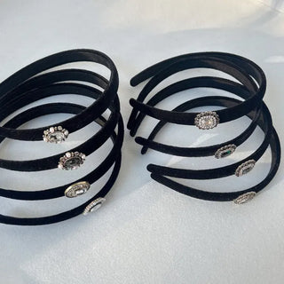 Piece Pendant Cubic Pearl Velvet Slim Headband