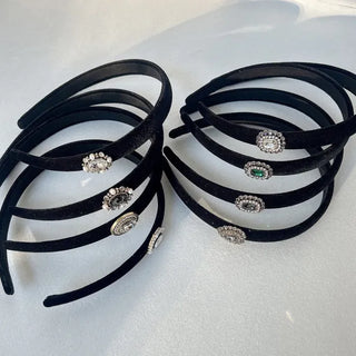 Piece Pendant Cubic Pearl Velvet Slim Headband