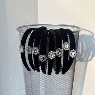 Piece Pendant Cubic Pearl Velvet Slim Headband