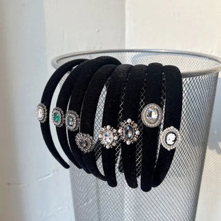 Piece Pendant Cubic Pearl Velvet Slim Headband