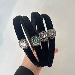 Piece Pendant Cubic Pearl Velvet Slim Headband