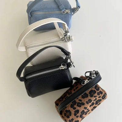 Mini tote bag, cylindrical pouch, suede bag
