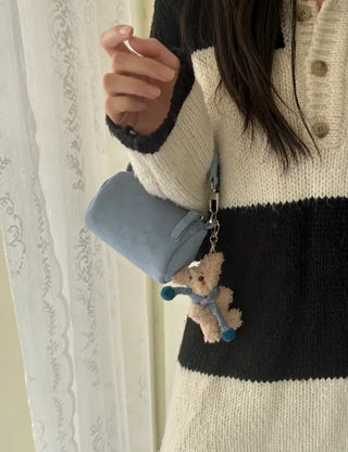 Mini tote bag, cylindrical pouch, suede bag