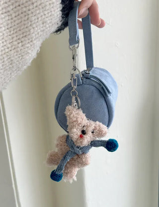 Mini tote bag, cylindrical pouch, suede bag