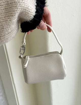 Mini tote bag, cylindrical pouch, suede bag