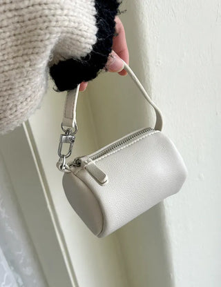 Mini tote bag, cylindrical pouch, suede bag