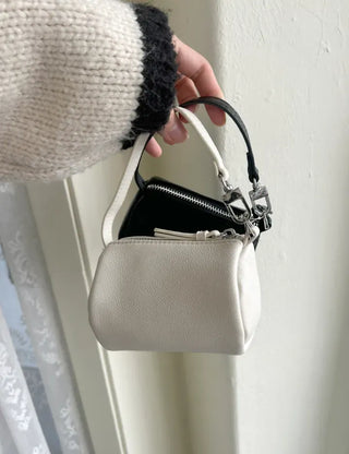 Mini tote bag, cylindrical pouch, suede bag