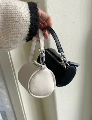 Mini tote bag, cylindrical pouch, suede bag