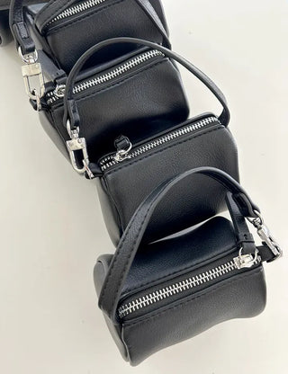 Mini tote bag, cylindrical pouch, suede bag