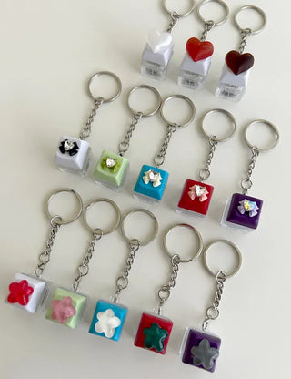 Keycap Keyring LED Heart Ribbon Flower Keyboard Keyholder
