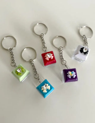 Keycap Keyring LED Heart Ribbon Flower Keyboard Keyholder