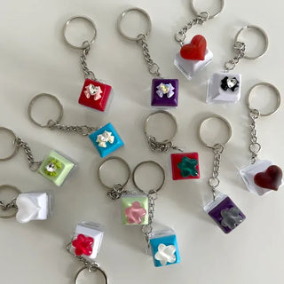Keycap Keyring LED Heart Ribbon Flower Keyboard Keyholder