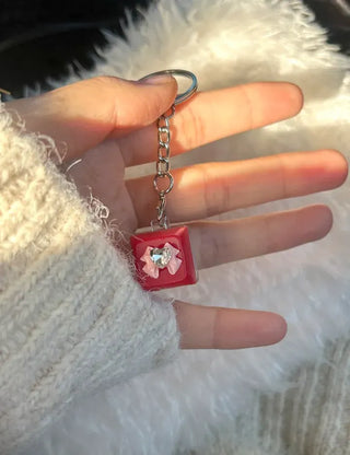 Keycap Keyring LED Heart Ribbon Flower Keyboard Keyholder