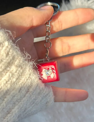 Keycap Keyring LED Heart Ribbon Flower Keyboard Keyholder