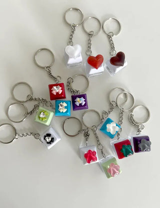 Keycap Keyring LED Heart Ribbon Flower Keyboard Keyholder