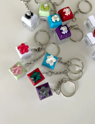 Keycap Keyring LED Heart Ribbon Flower Keyboard Keyholder