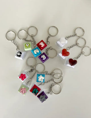 Keycap Keyring LED Heart Ribbon Flower Keyboard Keyholder