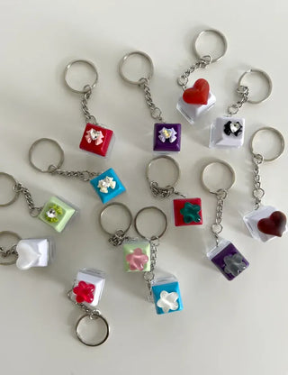 Keycap Keyring LED Heart Ribbon Flower Keyboard Keyholder