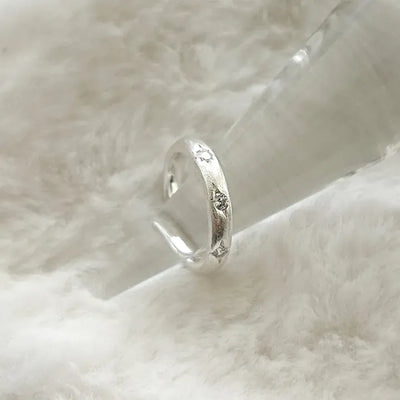 925 Sterling Silver Matte Bold Cubic Silver Ring