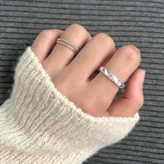 925 Sterling Silver Matte Bold Cubic Silver Ring