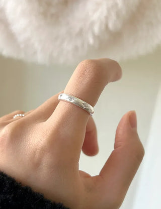 925 Sterling Silver Matte Bold Cubic Silver Ring