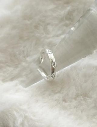 925 Sterling Silver Matte Bold Cubic Silver Ring