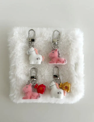 Message Packaging Red Horse Lucky Pouch Mini Doll Keyring Keyholder