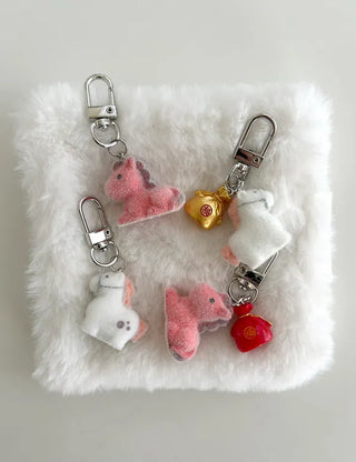Message Packaging Red Horse Lucky Pouch Mini Doll Keyring Keyholder