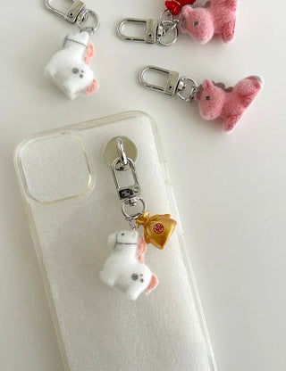 Message Packaging Red Horse Lucky Pouch Mini Doll Keyring Keyholder