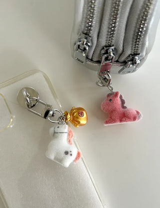 Message Packaging Red Horse Lucky Pouch Mini Doll Keyring Keyholder