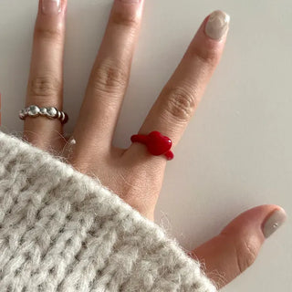 Cute heart-point Formica acrylic ring