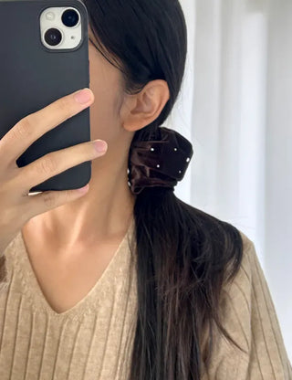 Size 2 Cubic Velvet Scrunchie Hair Tie Big Hair Tie Scrunchie