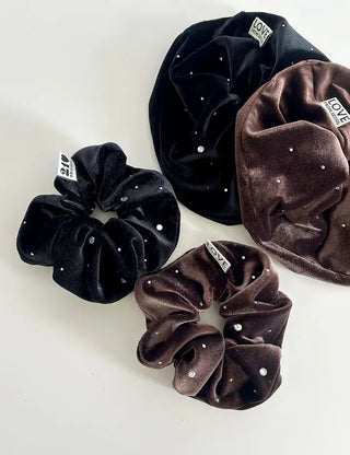 Size 2 Cubic Velvet Scrunchie Hair Tie Big Hair Tie Scrunchie