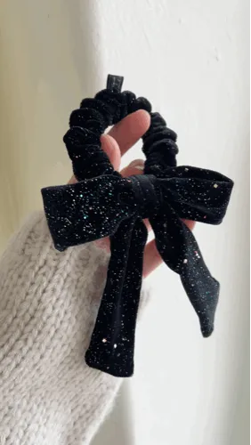 Glitter piece ribbon hair tie headband velvet scrunchie