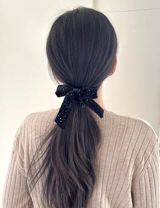 Glitter piece ribbon hair tie headband velvet scrunchie
