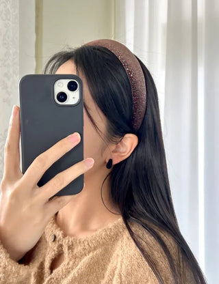 Glitter piece ribbon hair tie headband velvet scrunchie